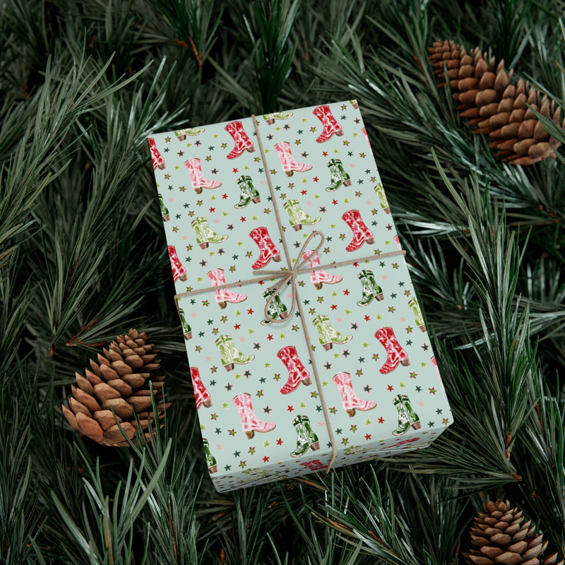 Holiday Western Boots Gift Wrap