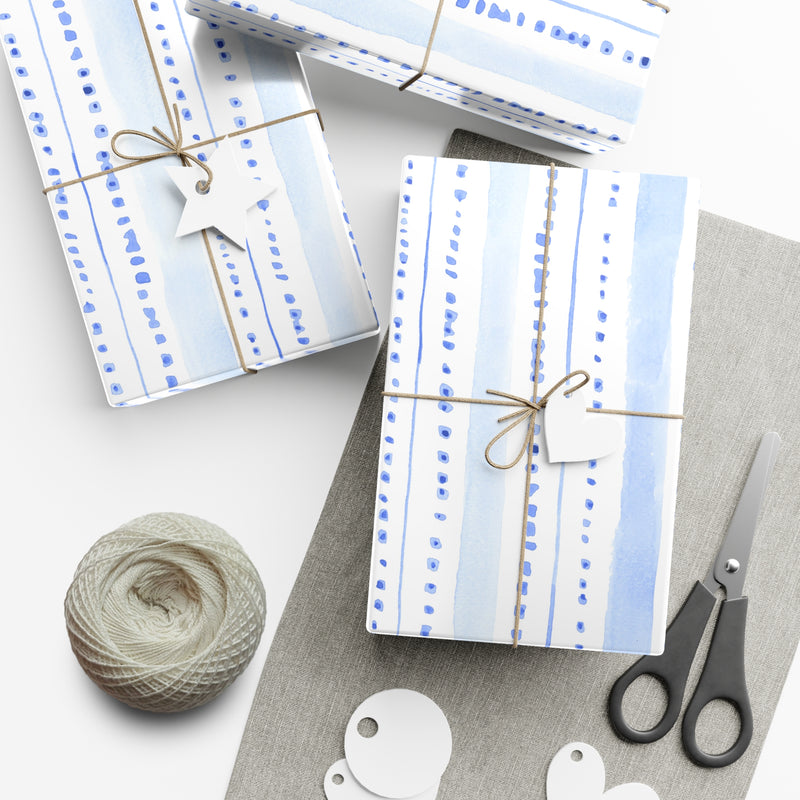 Watercolor Blue Stripe Gift Wrap