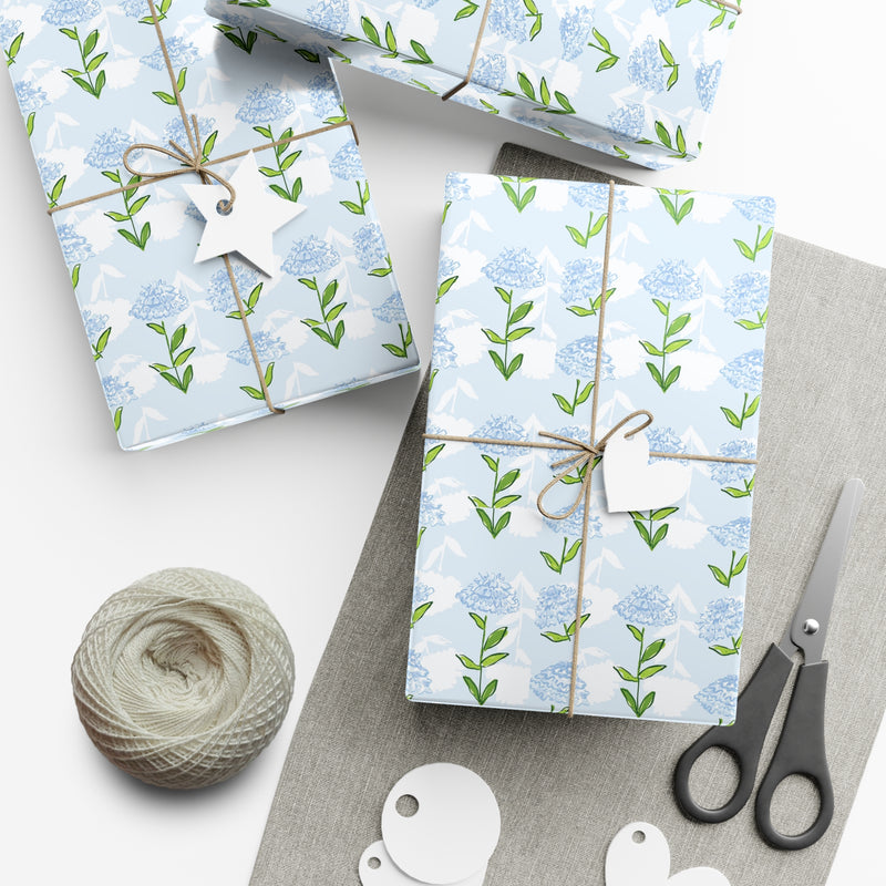 Tory Blue Floral Gift Wrap