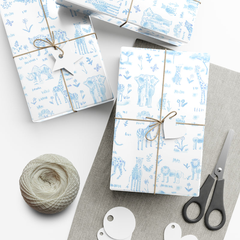 Safari Blue Gift Wrap