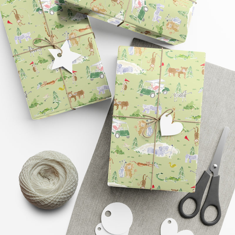 Golf Animals Gift Wrap