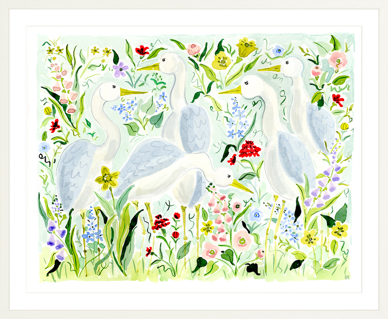 The "Herons by the Wildflowers" Fine Art Print