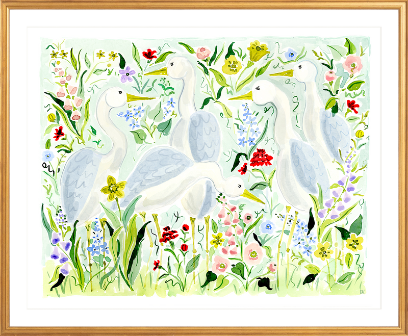 The "Herons by the Wildflowers" Fine Art Print