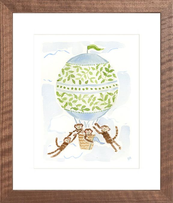 The "Hot Air Balloon Menagerie Monkeys" Fine Art Print