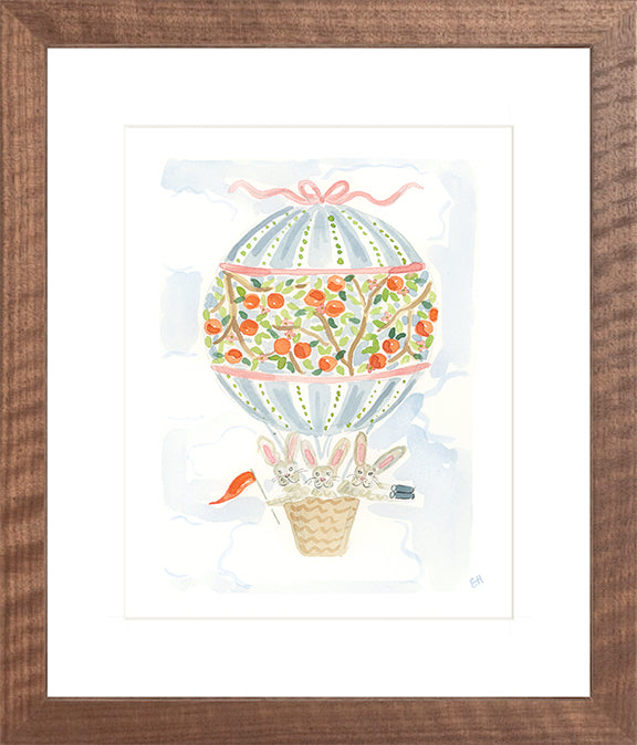 The "Hot Air Balloon Menagerie Bunnies" Fine Art Print