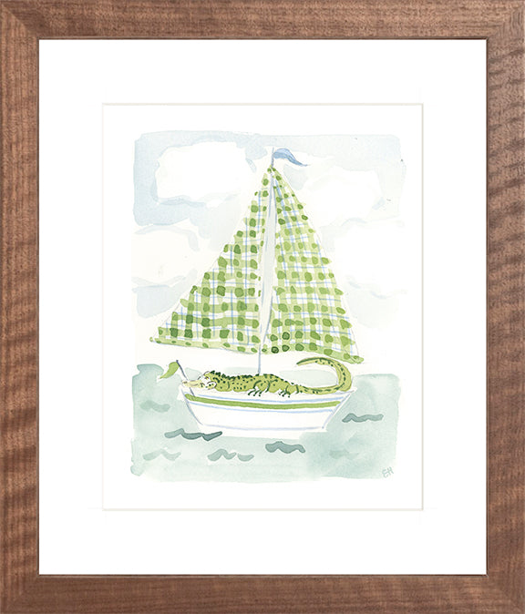 The "Sailboat Menagerie Alligator" Fine Art Print