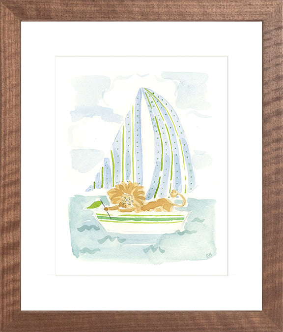 The "Sailboat Menagerie Lion" Fine Art Print