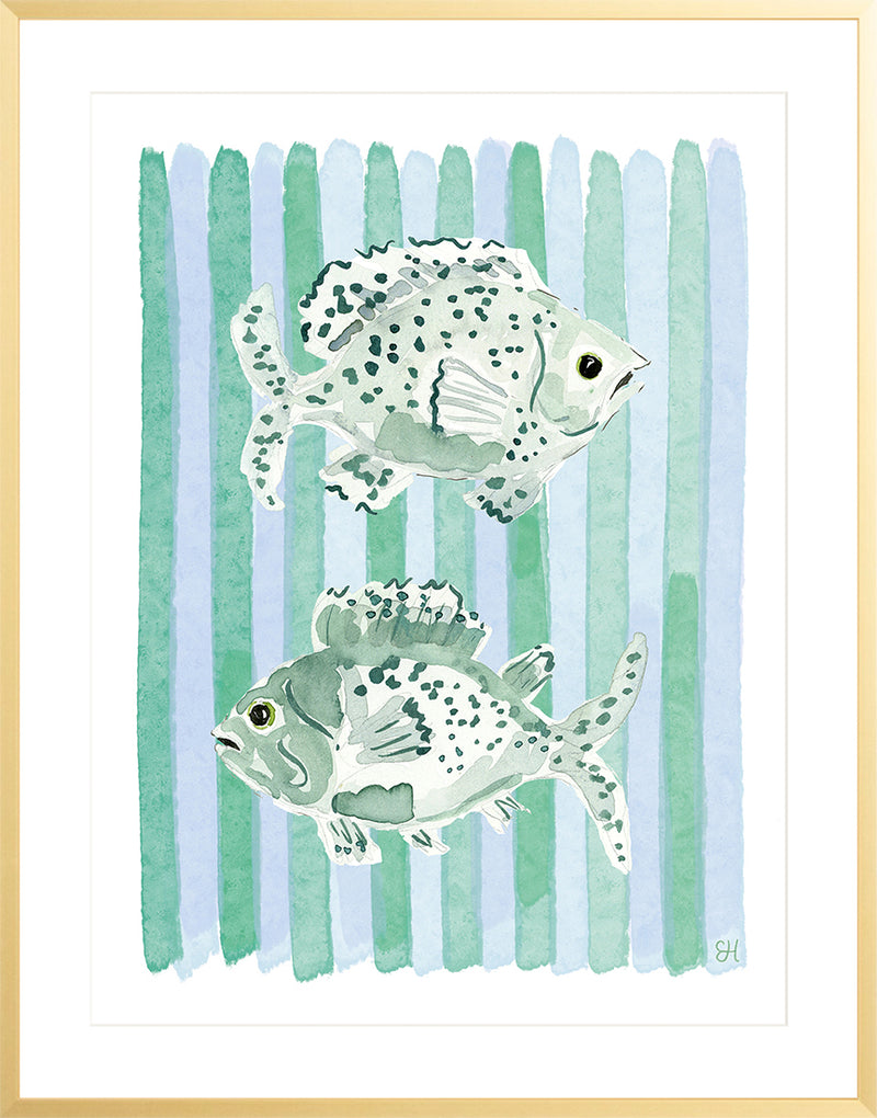 The "Like a Fish Takes to Stripes No. 2" Watercolor Fish Fine Art Print