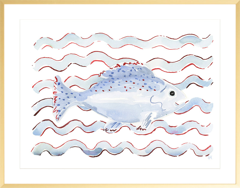 The "Red, White, and Blue Sea" Watercolor Fish Fine Art Print