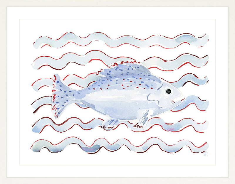 The "Red, White, and Blue Sea" Watercolor Fish Fine Art Print