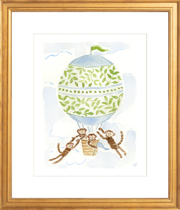 The "Hot Air Balloon Menagerie Monkeys" Fine Art Print