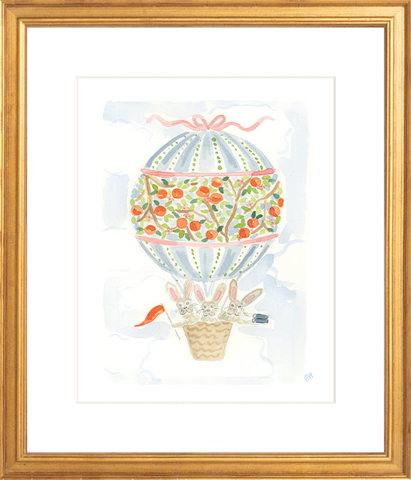 The "Hot Air Balloon Menagerie Bunnies" Fine Art Print