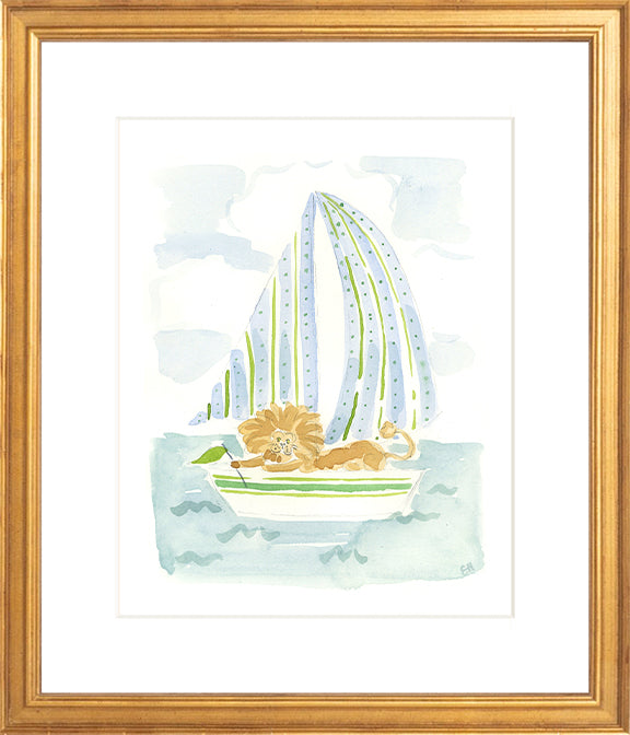 The "Sailboat Menagerie Lion" Fine Art Print