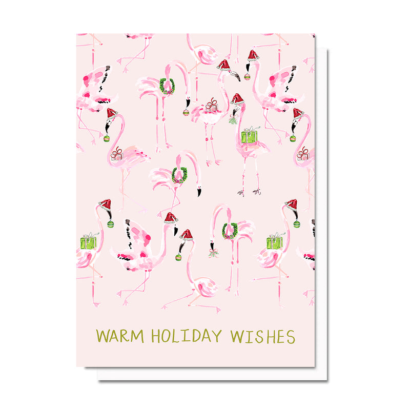 Flamingo Holiday Wishes Card