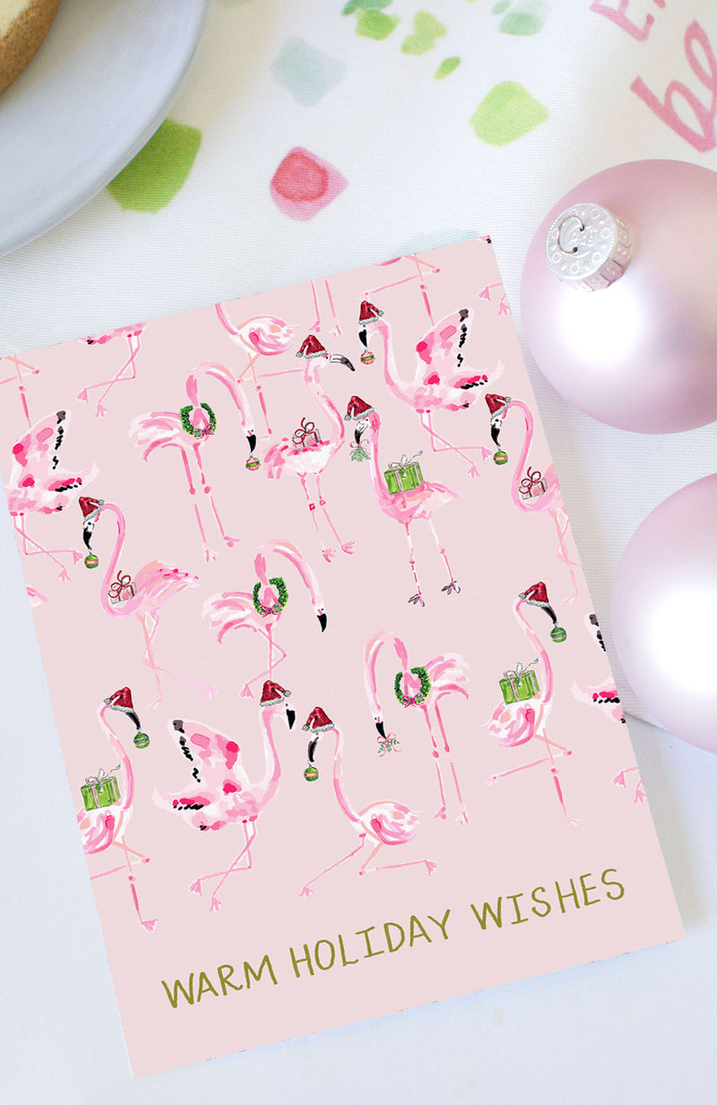 Flamingo Holiday Wishes Card