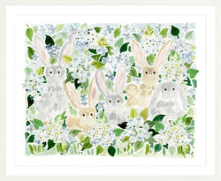 The "Bunnies by the Hydrangeas" Fine Art Print