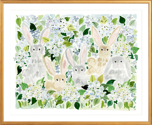 The "Bunnies by the Hydrangeas" Fine Art Print