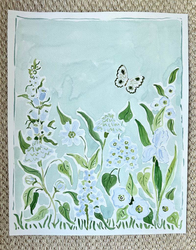 Butterfly Garden Blues, Original 16x20