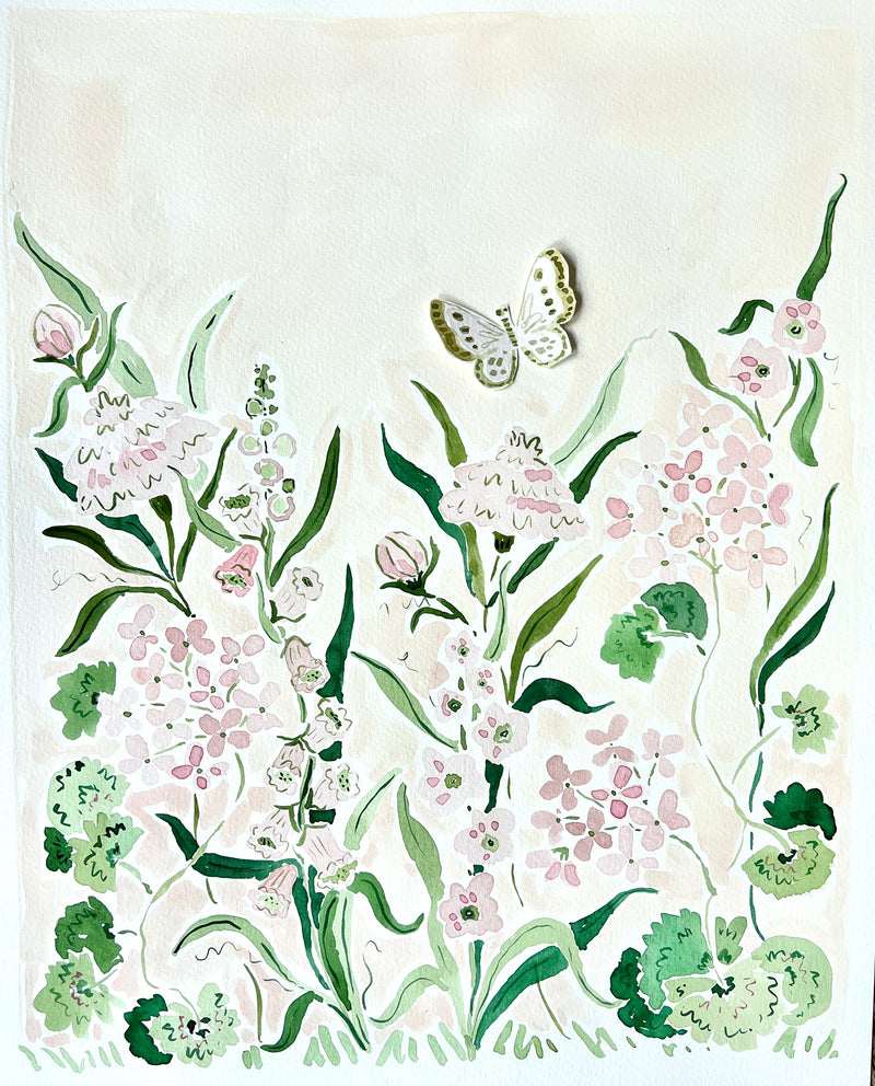 Butterfly Garden Pinks, Original 16x20