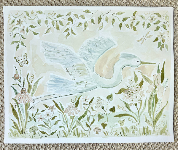 Flying Egret, Original 16x20