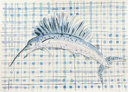 Deep Sea Plaids No. 5, Original Fish Watercolor 9x12