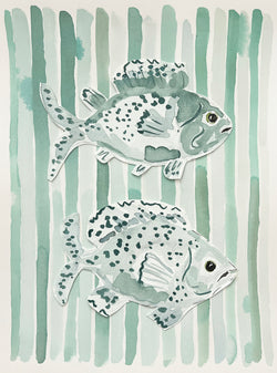 Like a Fish Takes to Stripes No. 2, Original Fish Watercolor 9x12