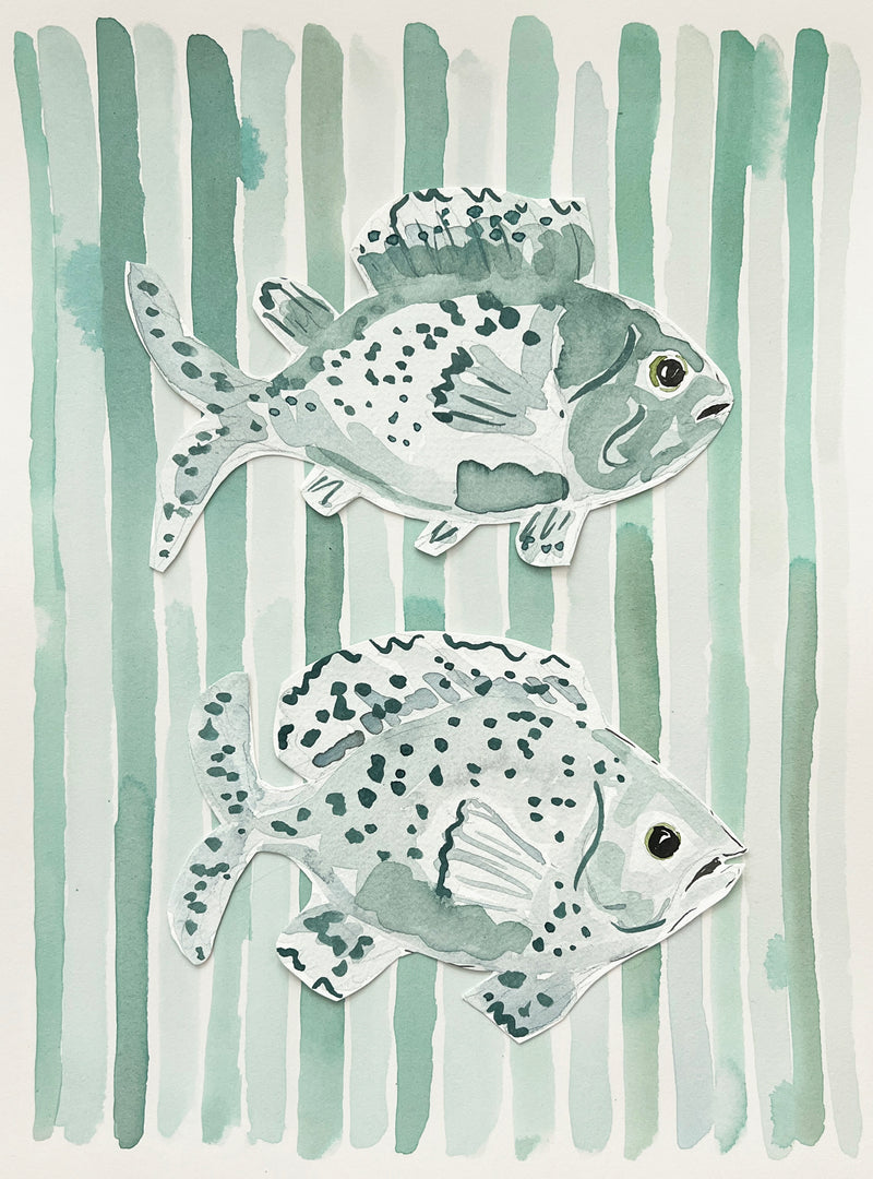 Like a Fish Takes to Stripes No. 2, Original Fish Watercolor 9x12