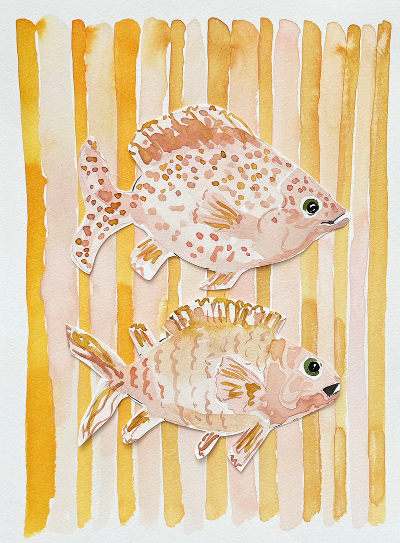 Like a Fish Takes to Stripes No. 1, Original Fish Watercolor 9x12