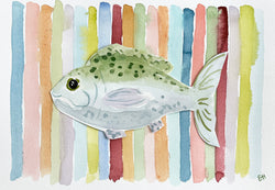 The Fish at the End of the Rainbow, Original Fish Watercolor 7x10