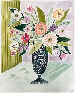 Do Your Best, Flower Tablescape Series, Original 16x20 Watercolor