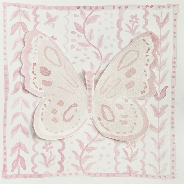 Butterfly Garden Pink, Original 8x8