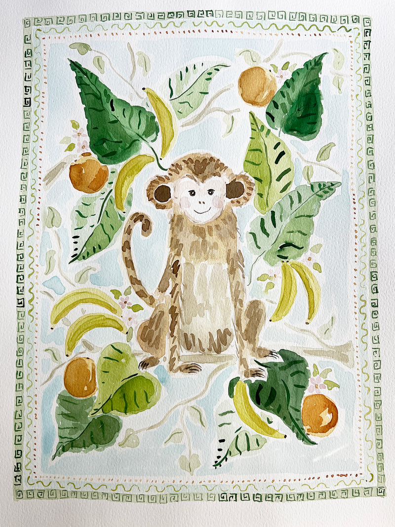 Monkey Business, Original 16x20 Watercolor