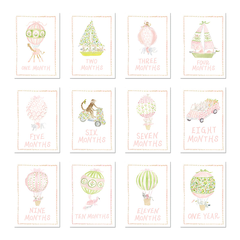 Baby Milestone Cards: Menagerie Pink Set (Restocking Summer 2025)