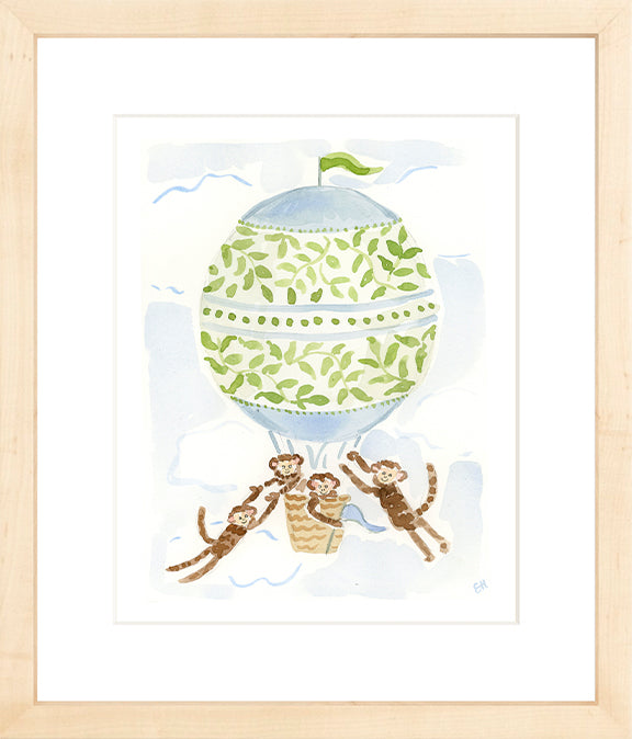 The "Hot Air Balloon Menagerie Monkeys" Fine Art Print