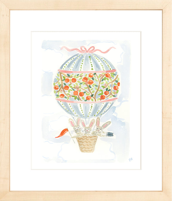 The "Hot Air Balloon Menagerie Bunnies" Fine Art Print