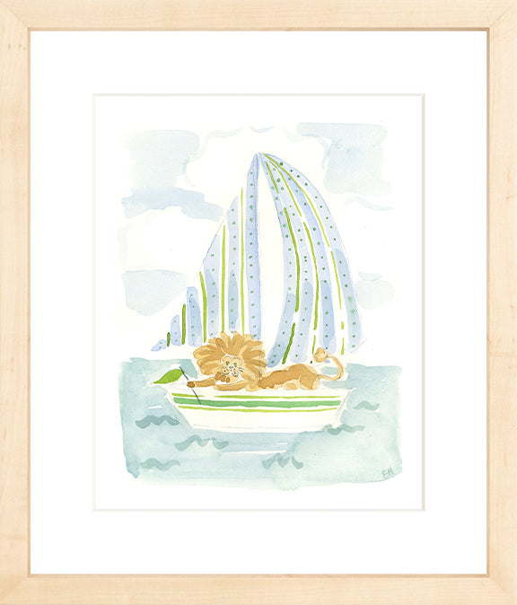 The "Sailboat Menagerie Lion" Fine Art Print