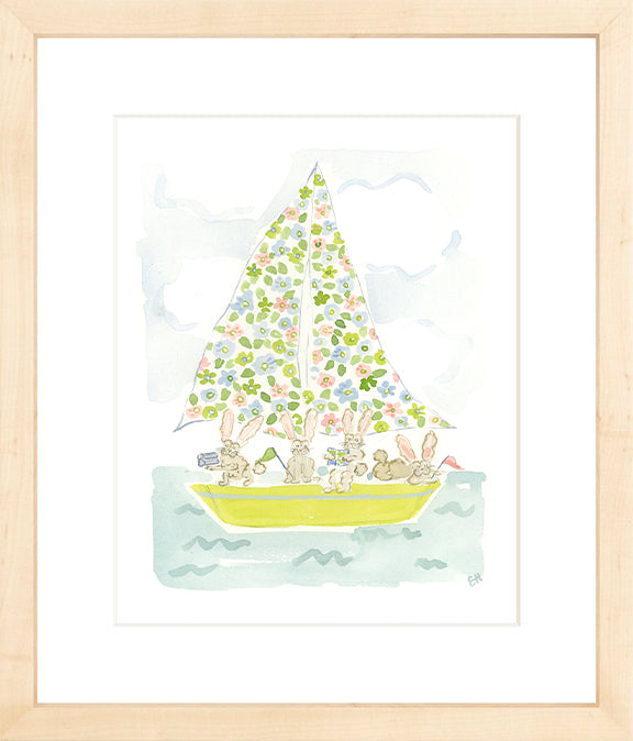 The "Sailboat Menagerie Bunnies" Fine Art Print