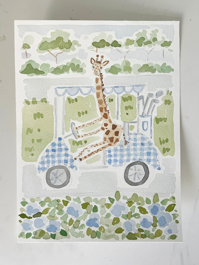 Golf Cart Menagerie, Original 7x10