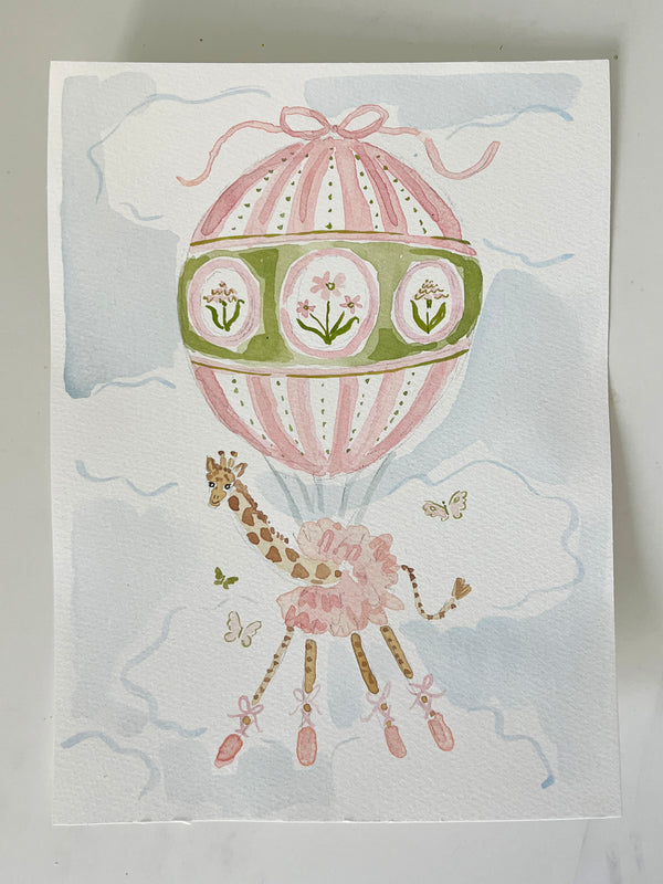 Hot Air Balloon Menagerie Giraffe, Original 7x10