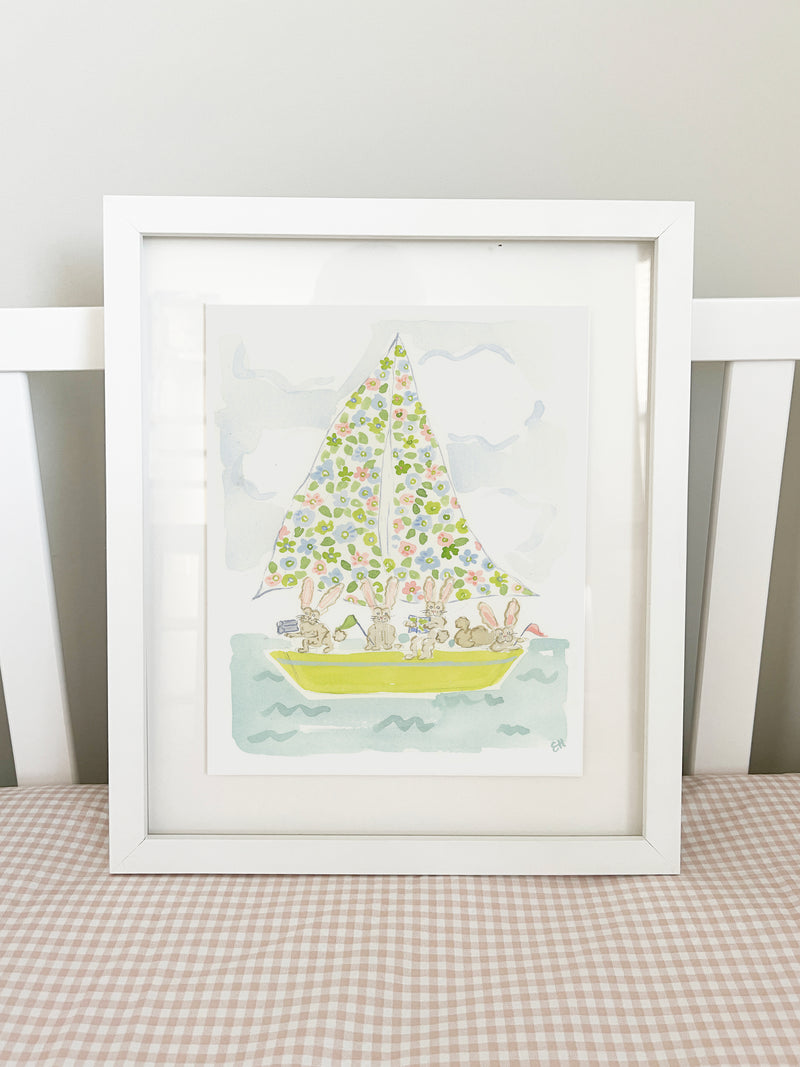 The "Sailboat Menagerie Bunnies" Fine Art Print