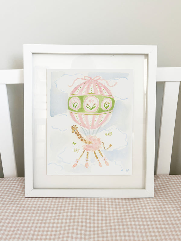 The "Hot Air Balloon Menagerie Giraffe" Fine Art Print