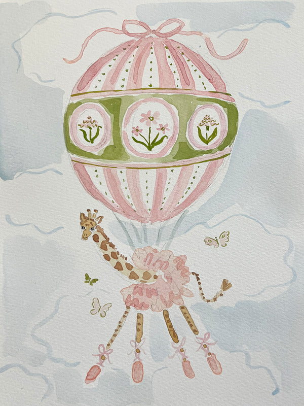 Hot Air Balloon Menagerie Giraffe, Original 7x10