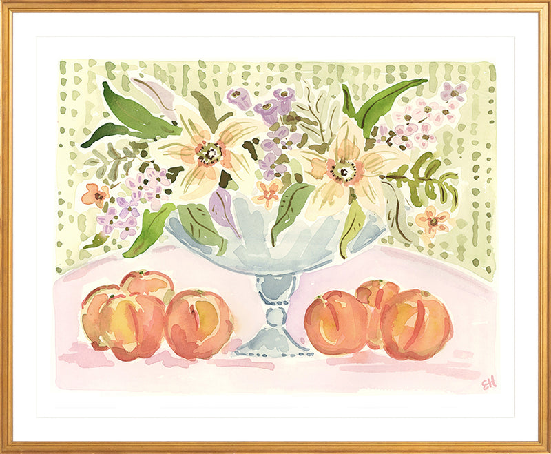 The "Georgia Peaches" Flower Tablescape Series, Fine Art Print