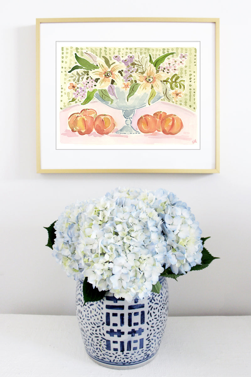 The "Georgia Peaches" Flower Tablescape Series, Fine Art Print