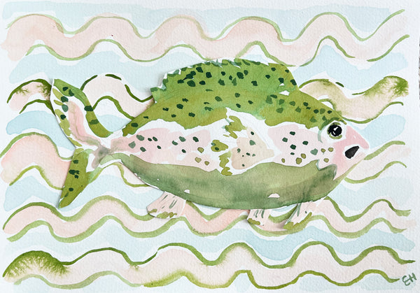 SugarFish, Original Fish Watercolor 7x10