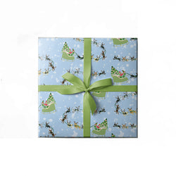 Holiday Santa Paws Stripes Gift Wrap