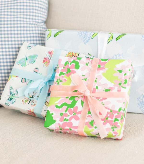 Tory Blue Floral Gift Wrap