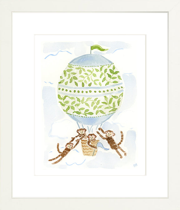 The "Hot Air Balloon Menagerie Monkeys" Fine Art Print