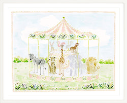 The "Merry-Go-Menagerie Pink Carousel" Fine Art Print