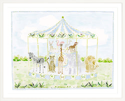 The "Merry-Go-Menagerie Blue Carousel" Fine Art Print